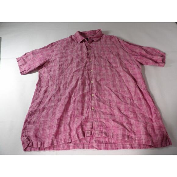 Jos. A Co Reserve Mens 2XLT Linen Button Up Short Sleeve Burgundy Big Tall Vacay - Picture 4 of 8